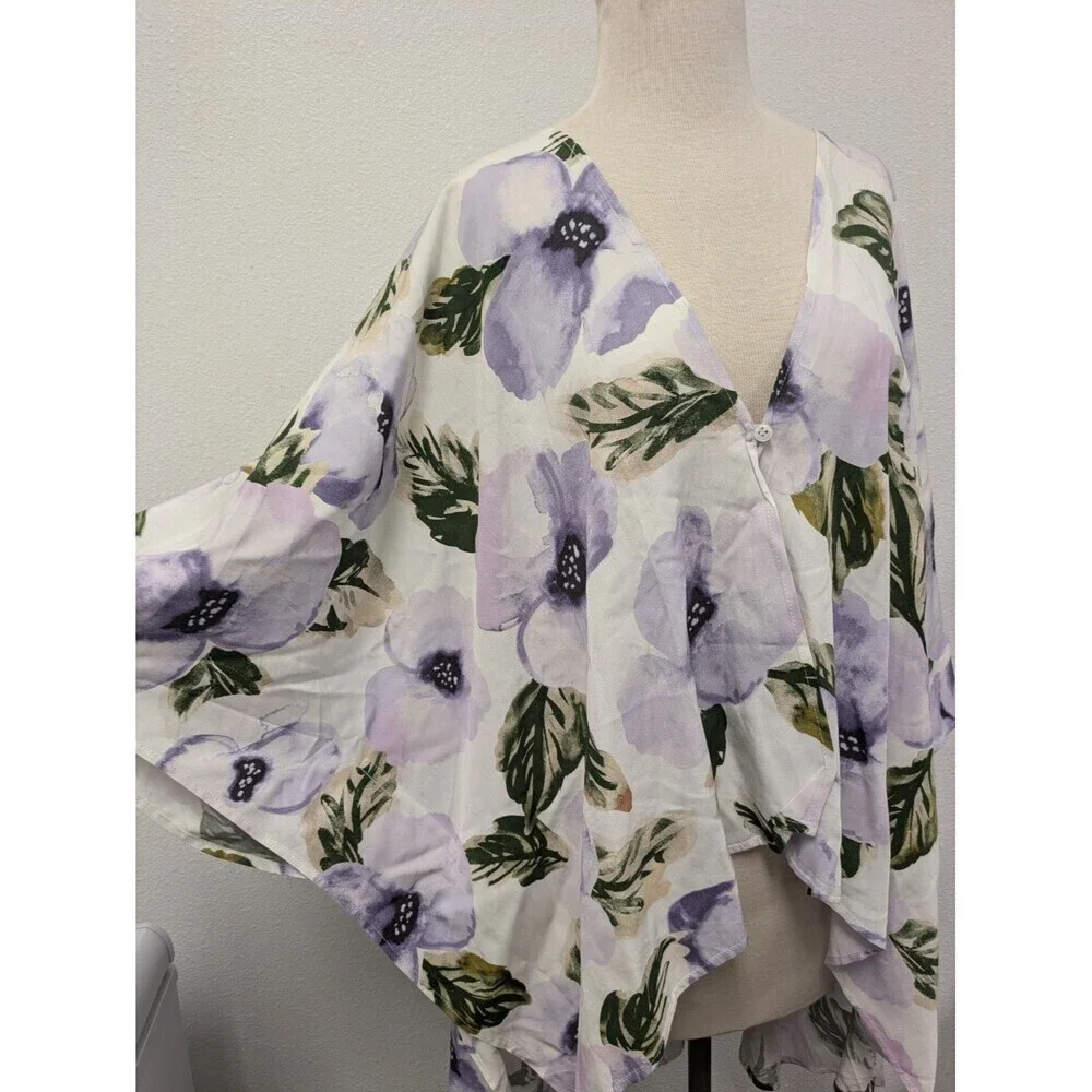 Sseko Floral Flowy Lightweight Duster Cover Up O/S Hawaiian Resortwear Beach